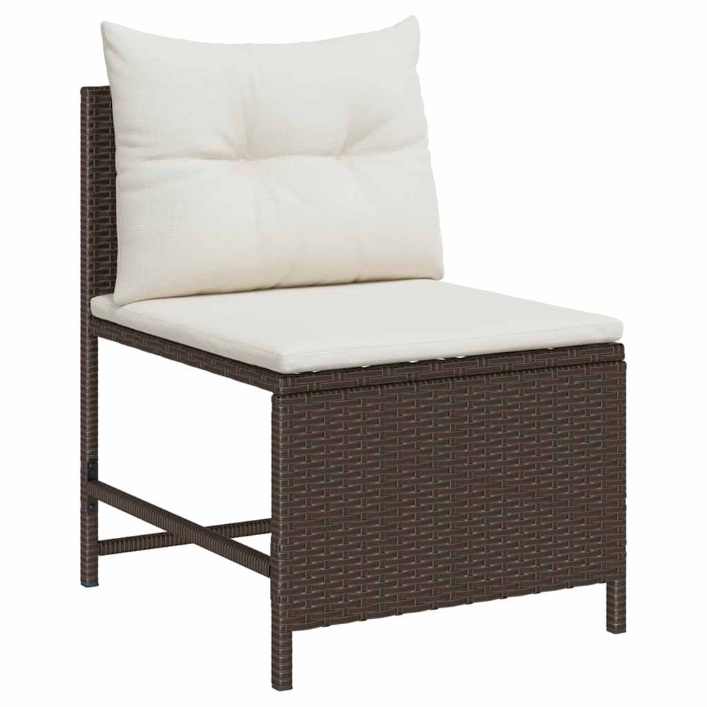 Gartensofa-set mit Kissen 6 pcs Braun und Creme Poly-Rattan