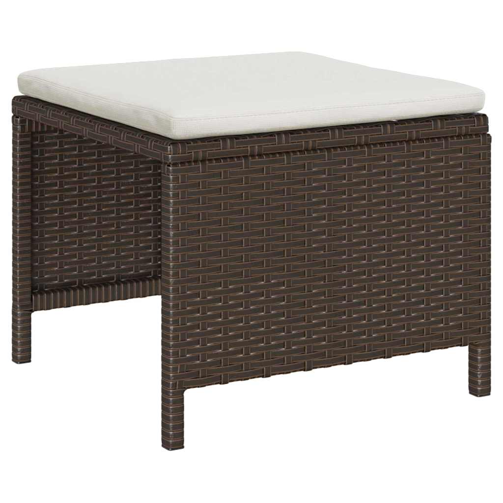 Gartensofa-set mit Kissen 6 pcs Braun und Creme Poly-Rattan
