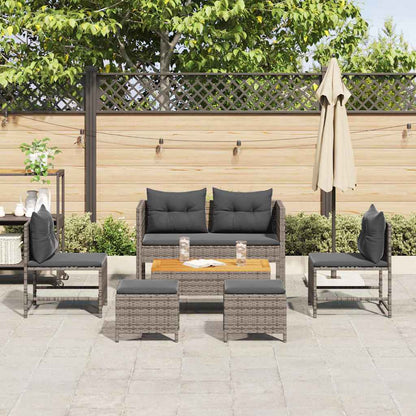 Gartensofa-set 6 stk. Grau und Dunkelgrau Poly-Rattan