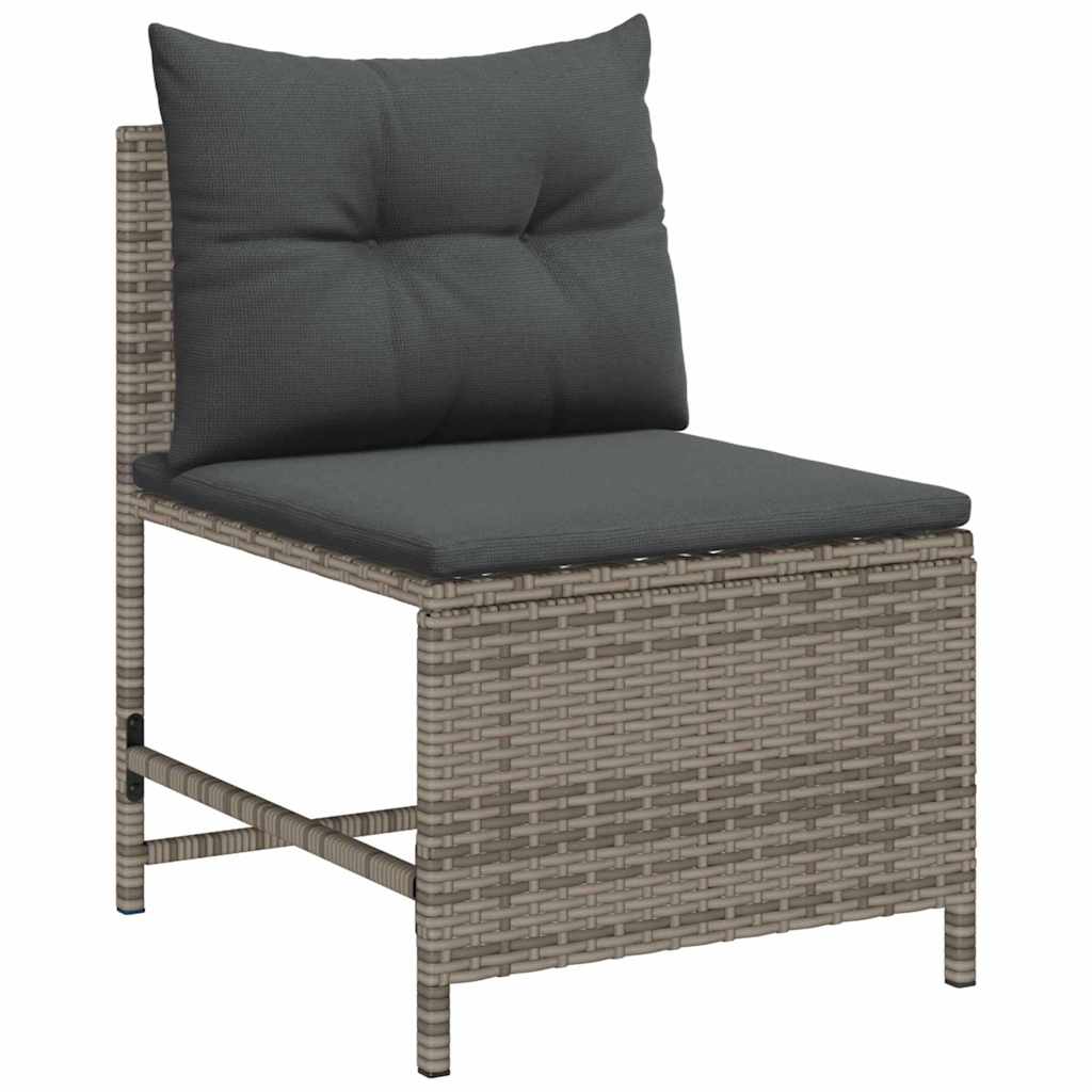 Gartensofa-set mit Kissen 6 pcs Grau und Dunkelgrau Poly-Rattan