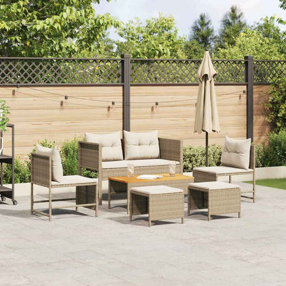 Gartensofa-set 6 stk. Beige und Creme Poly-Rattan