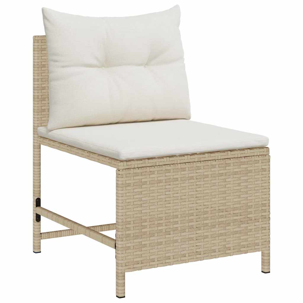 Gartensofa-set mit Kissen 6 pcs Beige und Creme Poly-Rattan