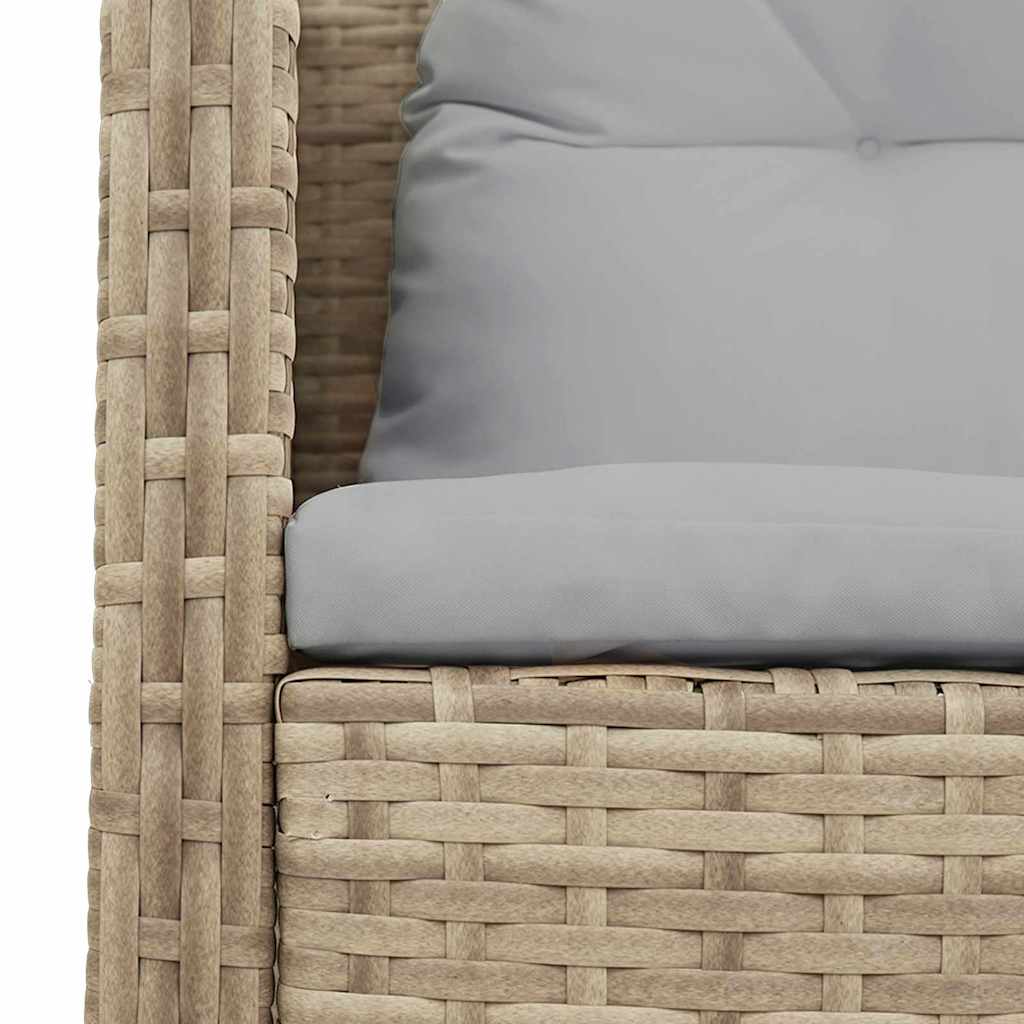 Gartensofa-set mit Kissen 6 pcs Beige und Hellgrau Poly-Rattan