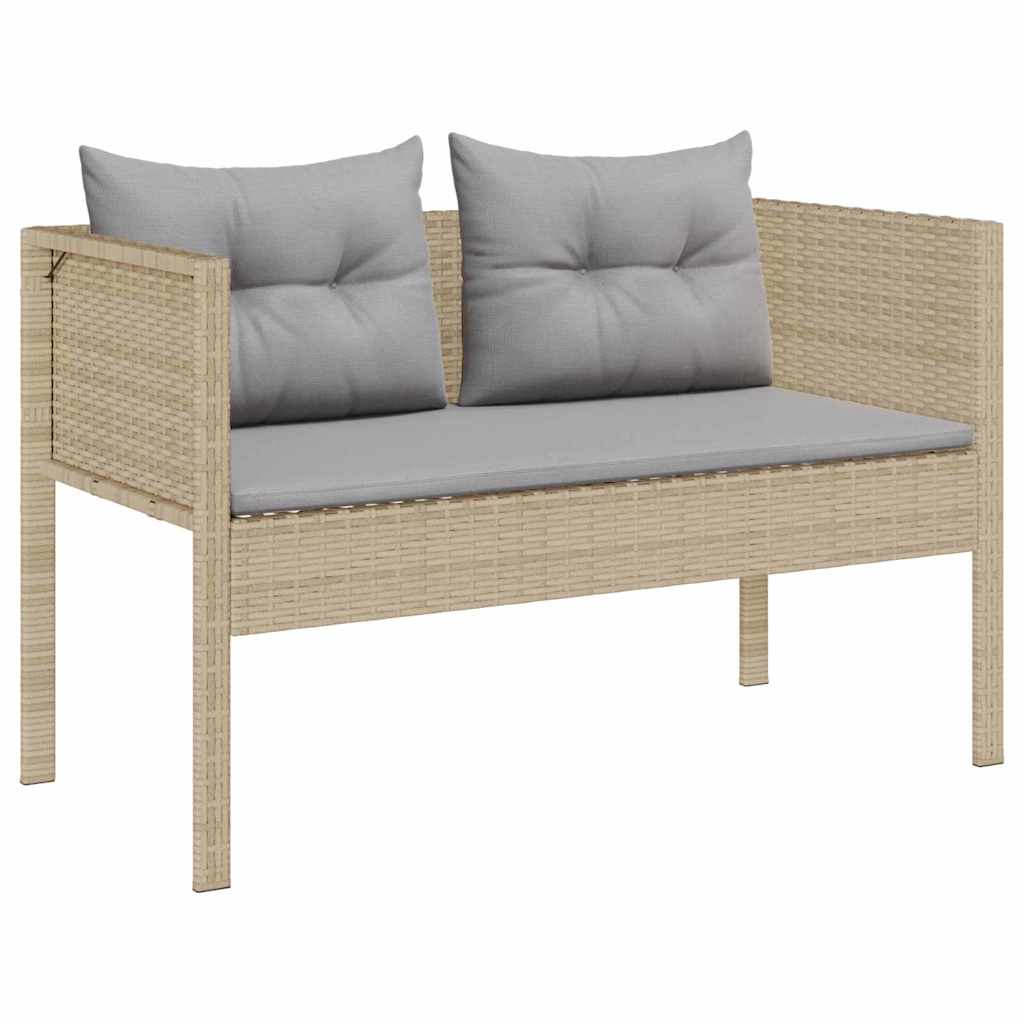 Gartensofa-set mit Kissen 6 pcs Beige und Hellgrau Poly-Rattan