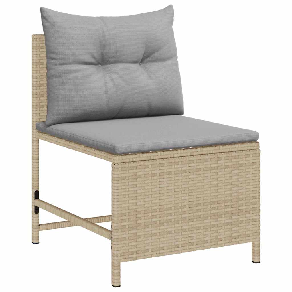 Gartensofa-set mit Kissen 6 pcs Beige und Hellgrau Poly-Rattan