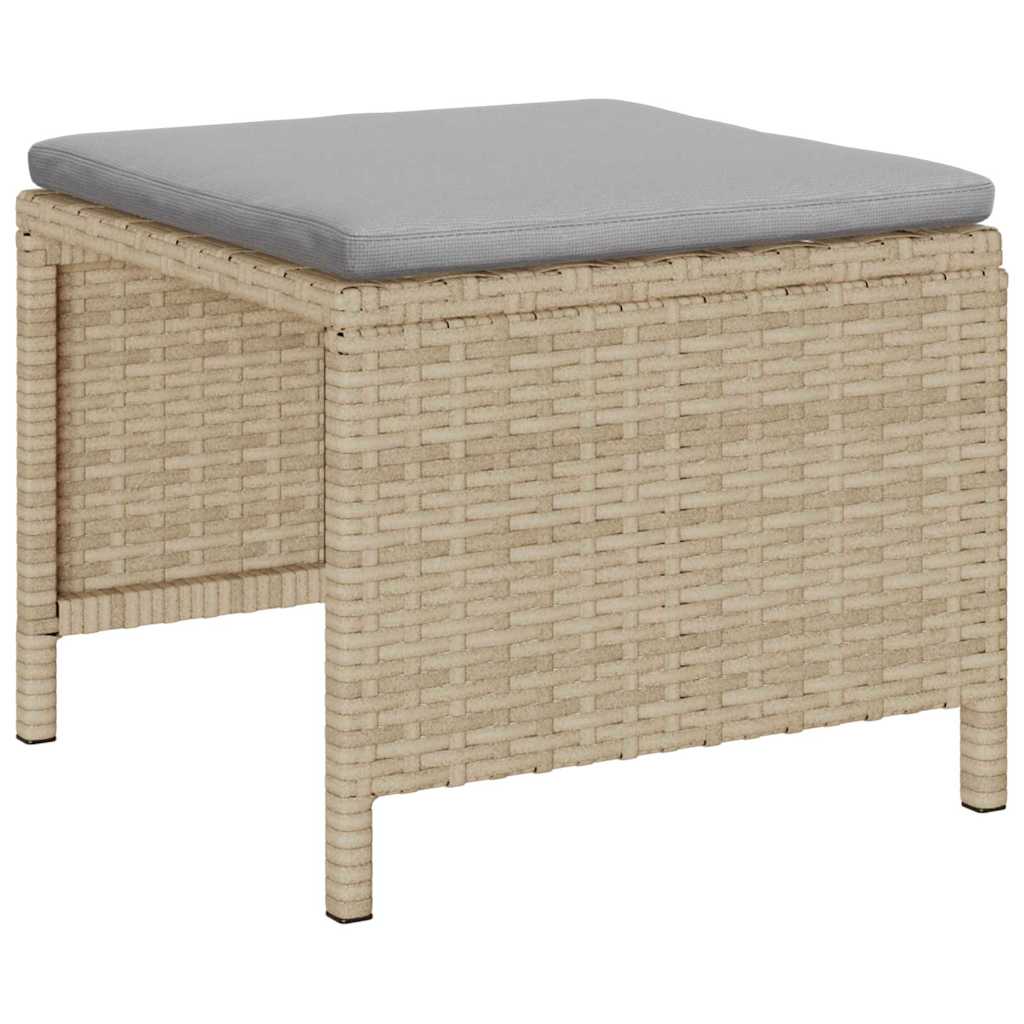 Gartensofa-set mit Kissen 6 pcs Beige und Hellgrau Poly-Rattan