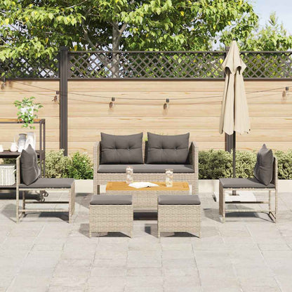 Gartensofa-set 6 stk. Hellgrau und Dunkelgrau Poly-Rattan