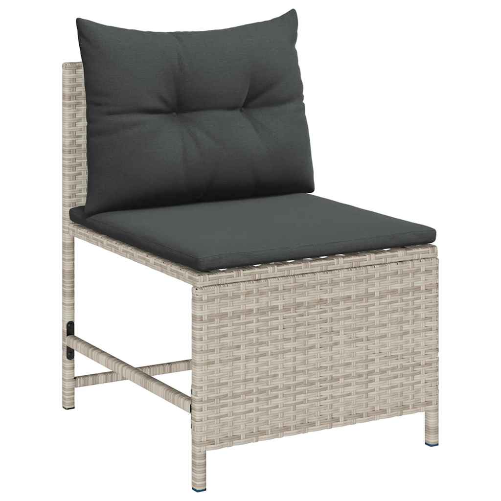 Gartensofa-set 6 pcs Hellgrau und Dunkelgrau Poly-Rattan