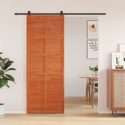 Scheunentür Wachsbraun 80 x 208 cm Massives Kiefernholz