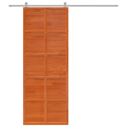 Scheunentür Wachsbraun 80 x 208 cm Massives Kiefernholz