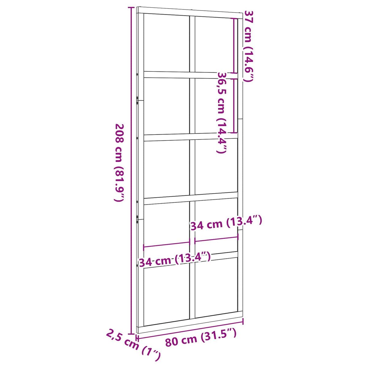 Scheunentür Wachsbraun 80 x 208 cm Massives Kiefernholz