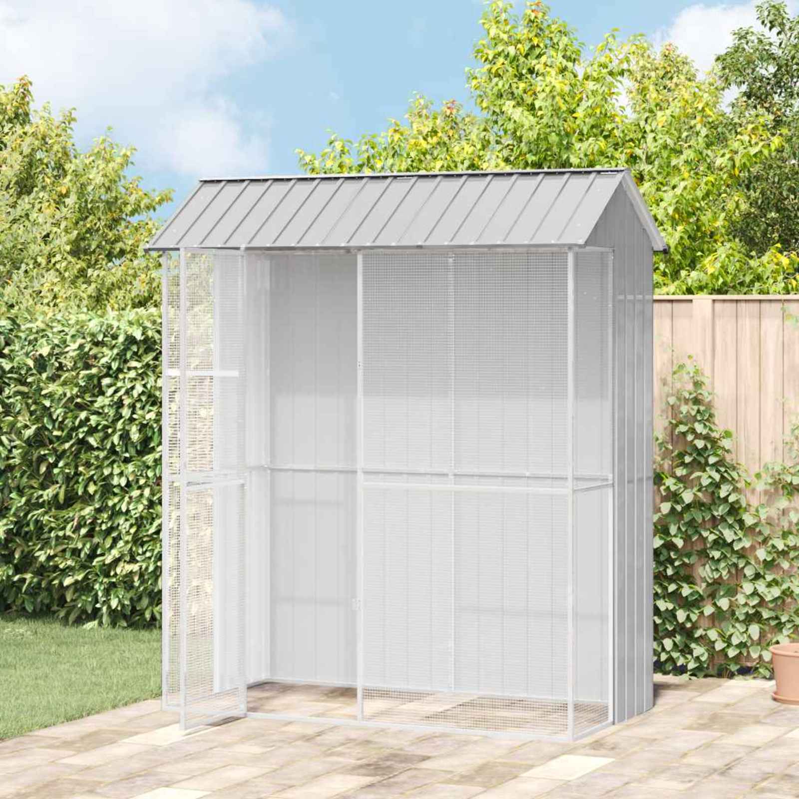 Vogelkäfig Grau 215 x 110 x 247 cm Verzinkter Stahl