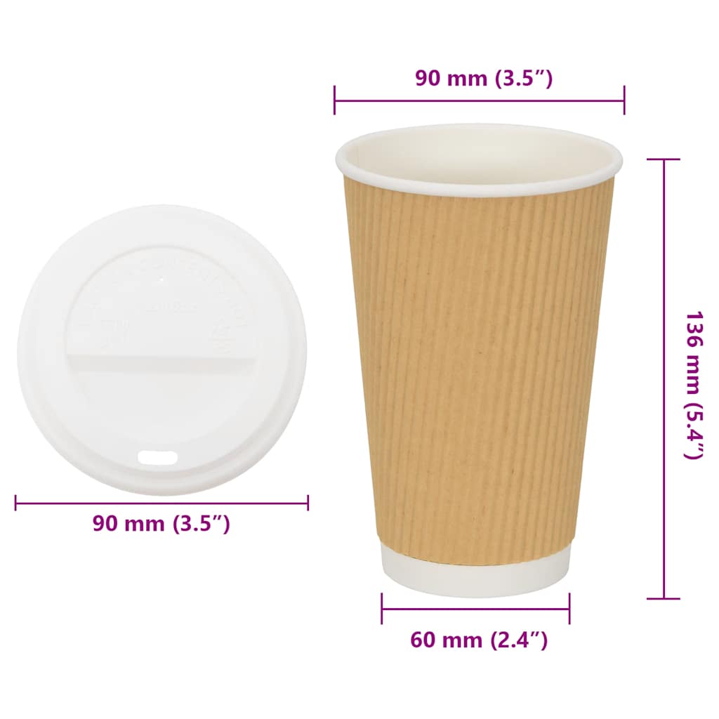 Pappbecher mit Deckeln 1000 Stk. 16oz 400ml