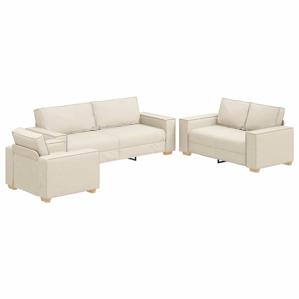 Sofa Stuhl mit Kissen 3 pcs Beige 220 x 78 x 84 cm Leinen