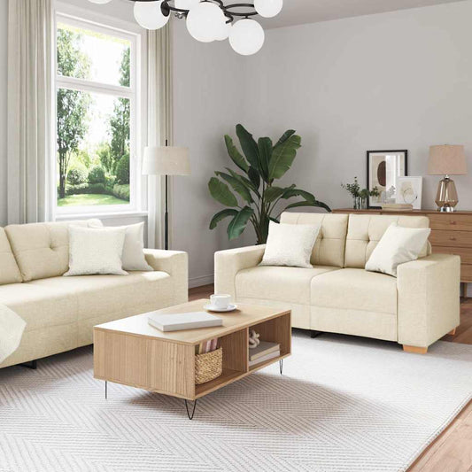 Sofa mit Kissen mit Kissen 3 pcs Beige 220 x 78 x 84 cm Leinen
