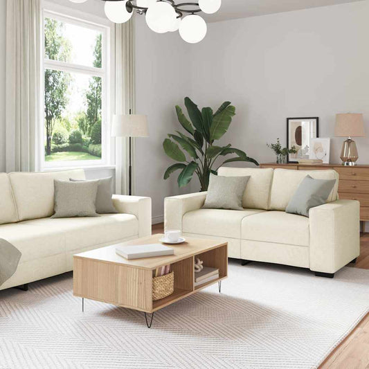 Sofa mit Kissen mit Kissen 3 pcs Beige 221 x 77 x 82 cm Leinen