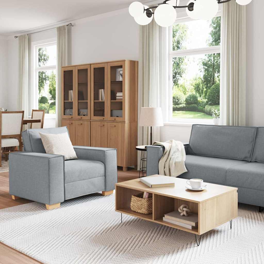 Sofa Set mit Kissen 3 pcs Grau 220 x 78 x 84 cm Stoff