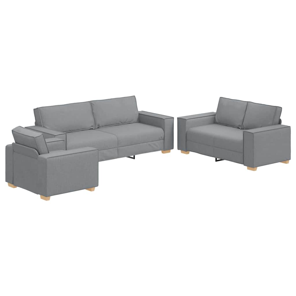 Sofa Set mit Kissen 3 pcs Grau 220 x 78 x 84 cm Stoff