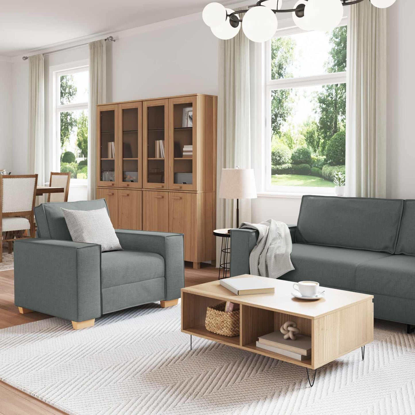 Sofa 3 stk. Dunkelgrau Stoff