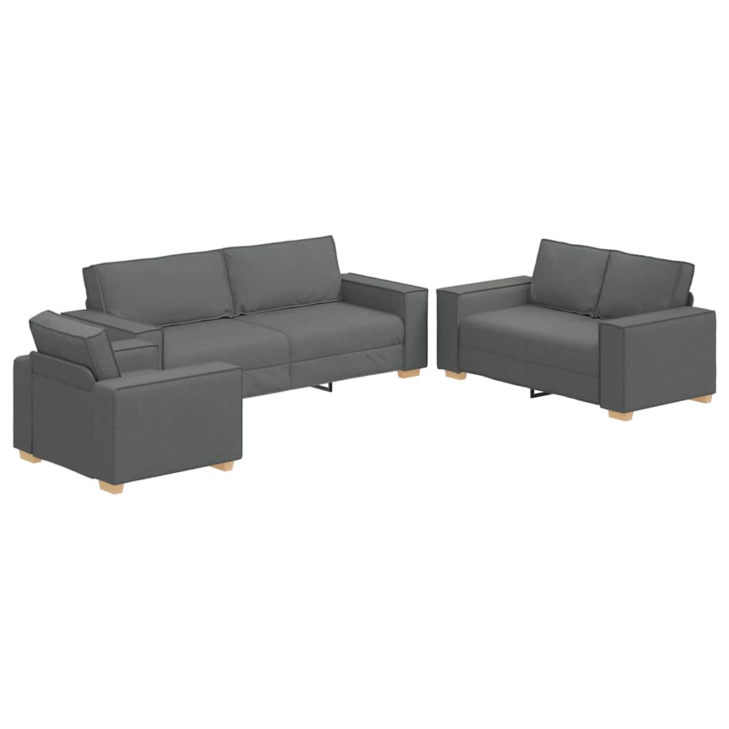Sofa Set mit Kissen 3 pcs Grau 220 x 78 x 84 cm Stoff