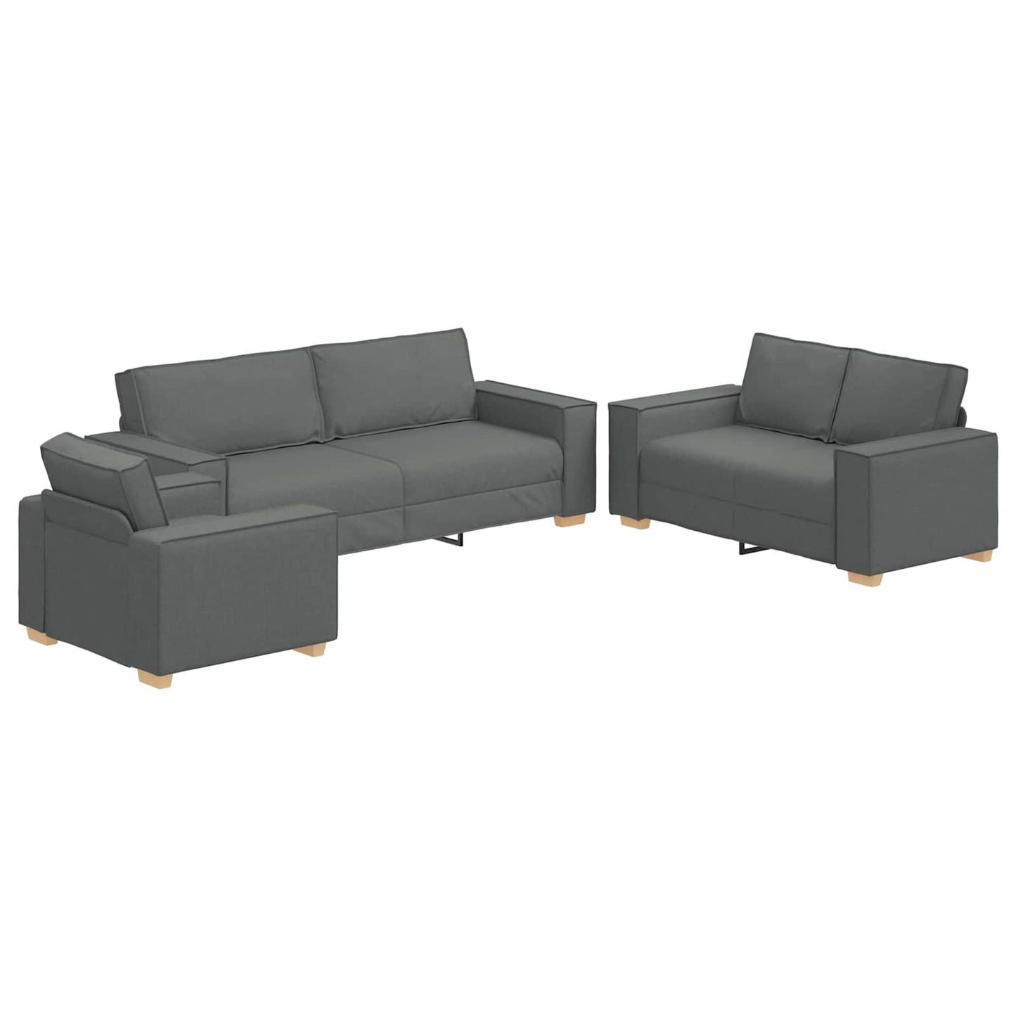 Sofa 3 stk. Dunkelgrau Stoff