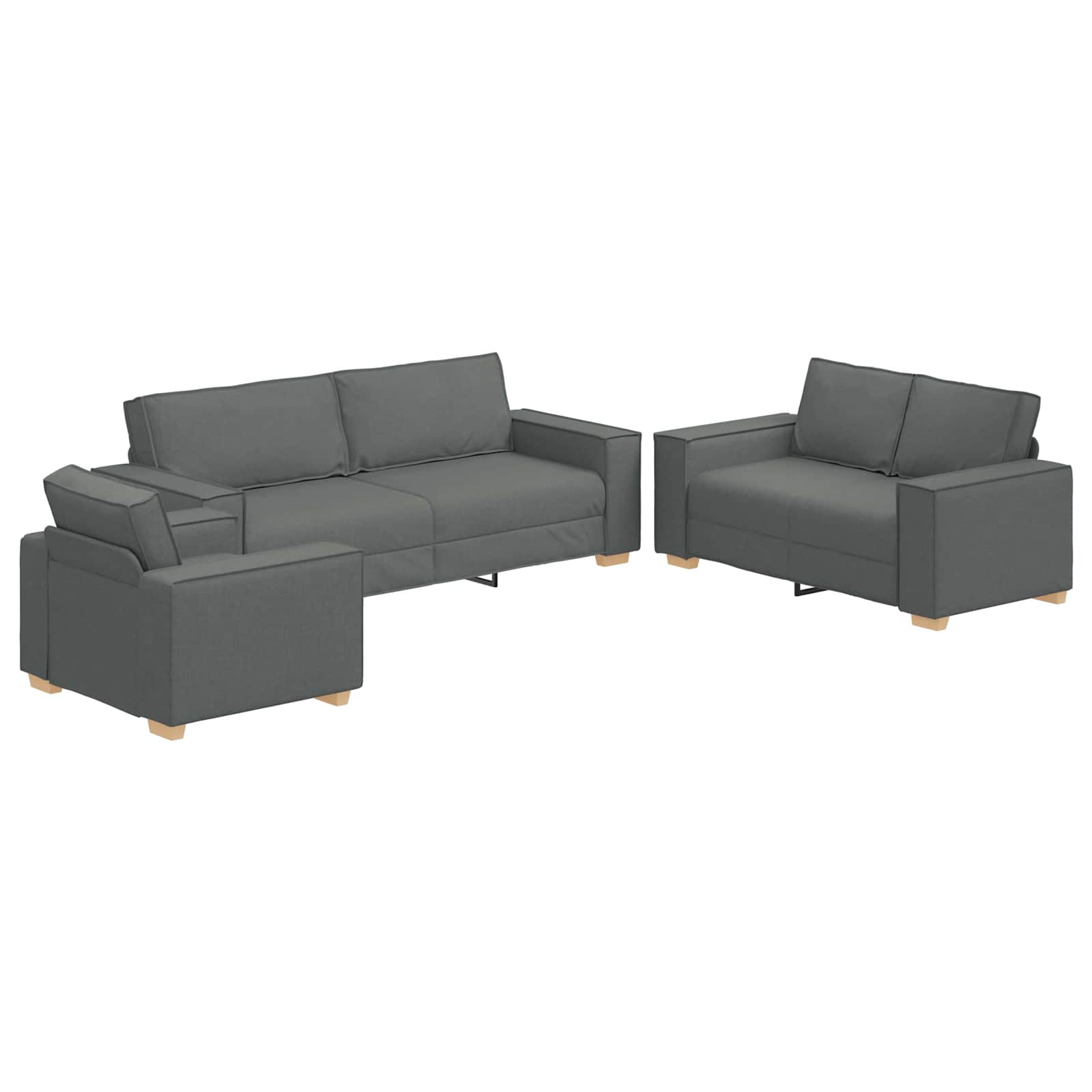 Sofa 3 stk. Dunkelgrau Stoff