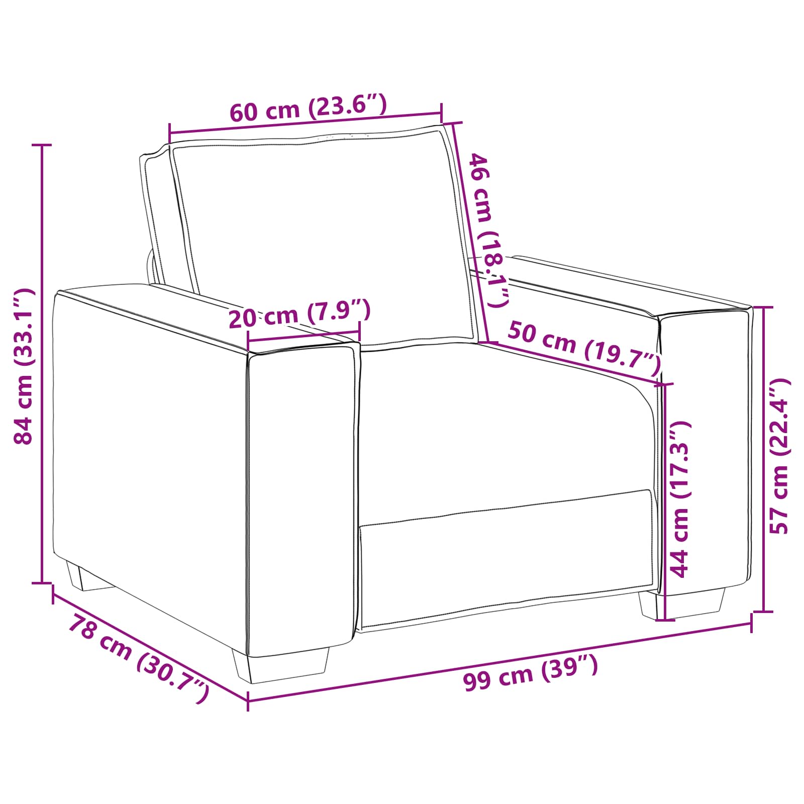Sofa 3 stk. Dunkelgrau Stoff