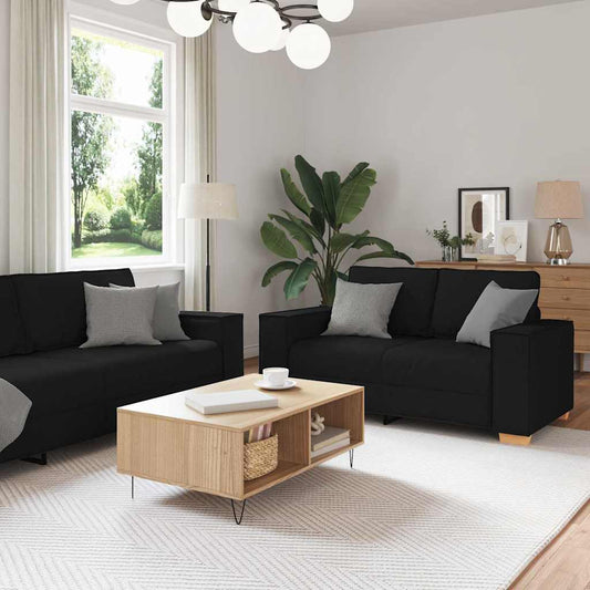 Sofa Set mit Kissen 3 pcs Schwarz 220 x 78 x 84 cm Stoff