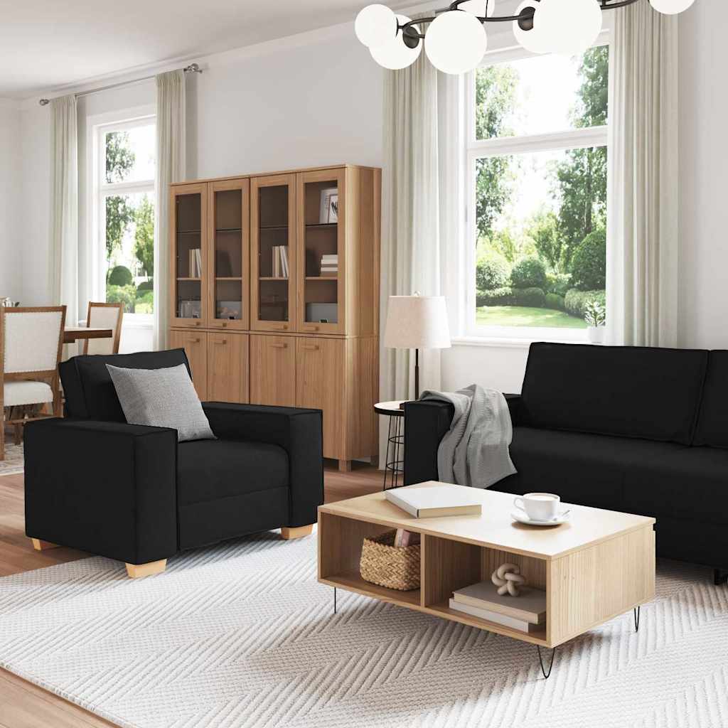 Sofa Set mit Kissen 3 pcs Schwarz 220 x 78 x 84 cm Stoff