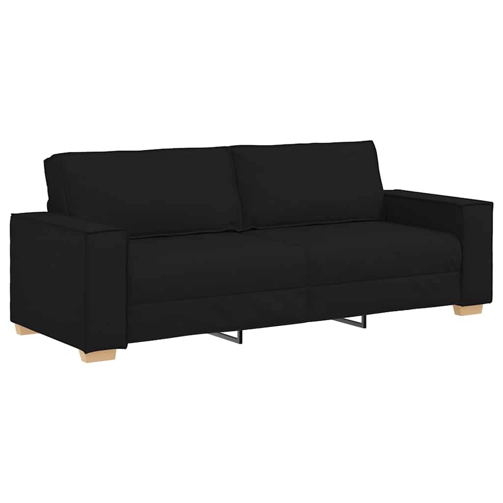 Sofa Set mit Kissen 3 pcs Schwarz 220 x 78 x 84 cm Stoff