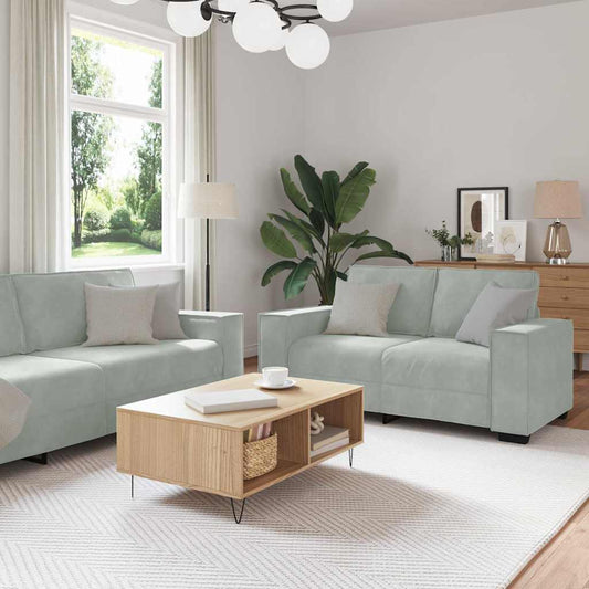 Sofa Set mit Kissen mit Kissen 3 pcs Grau 220 x 78 x 84 cm Samt