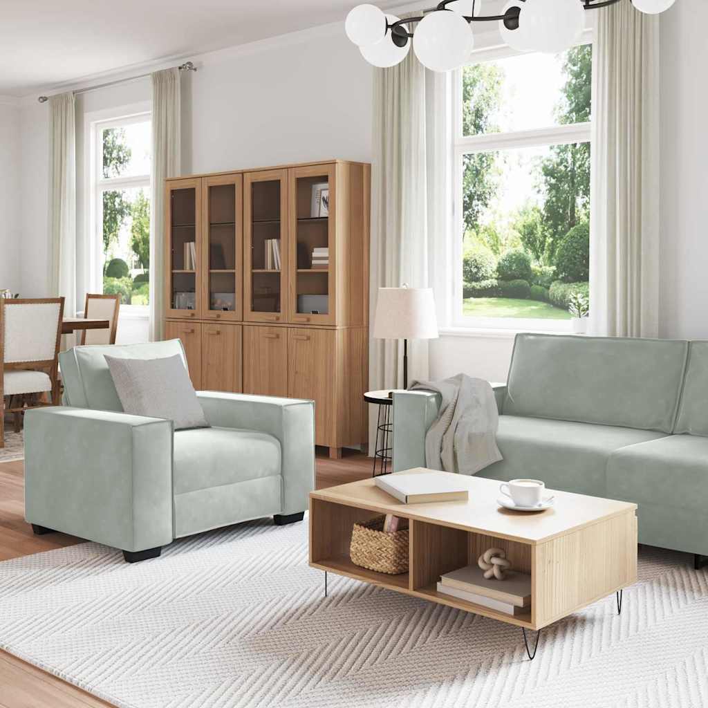 Sofa Set mit Kissen mit Kissen 3 pcs Grau 220 x 78 x 84 cm Samt