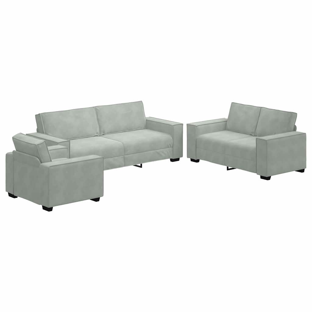 Sofa Set mit Kissen mit Kissen 3 pcs Grau 220 x 78 x 84 cm Samt