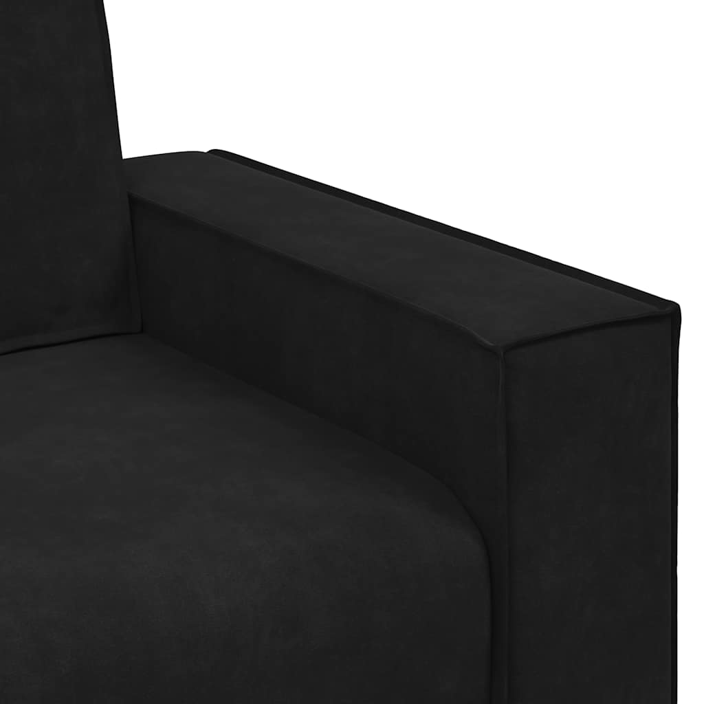 3-tlg. Sofagarnitur mit Kissen Schwarz Samt