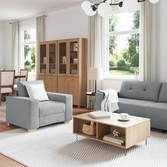 Sofa Set mit Kissen mit Kissen 3 pcs Grau Stoff