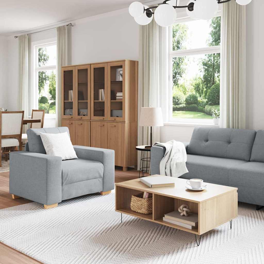 Sofa Set mit Kissen mit Kissen 3 pcs Grau Stoff