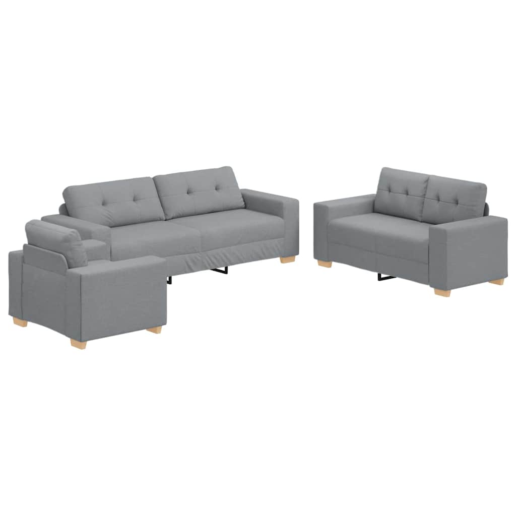 Sofa Set mit Kissen mit Kissen 3 pcs Grau Stoff