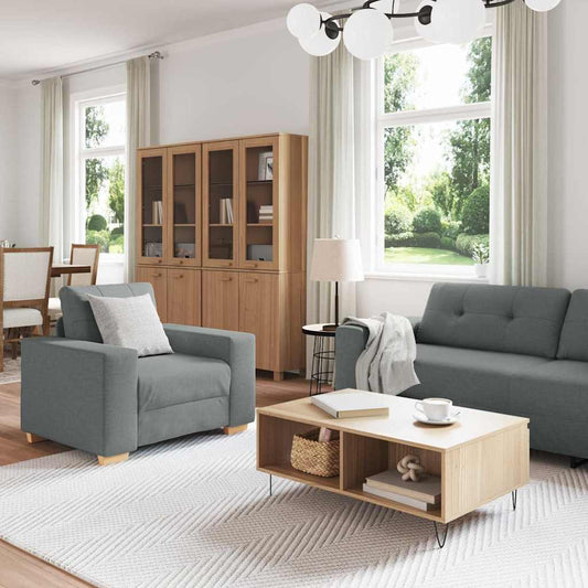 Sofa Set mit Kissen mit Kissen 3 pcs Grau Stoff