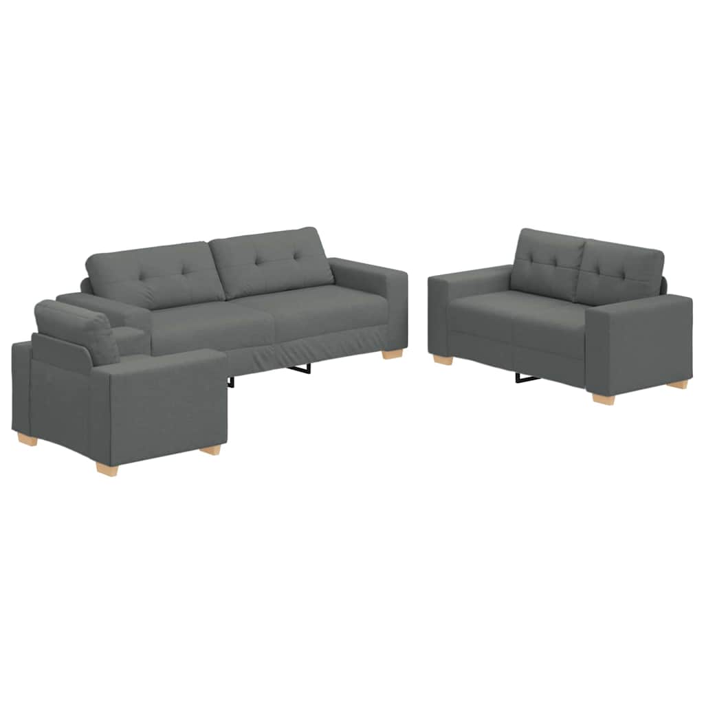 Sofa Set mit Kissen mit Kissen 3 pcs Grau Stoff