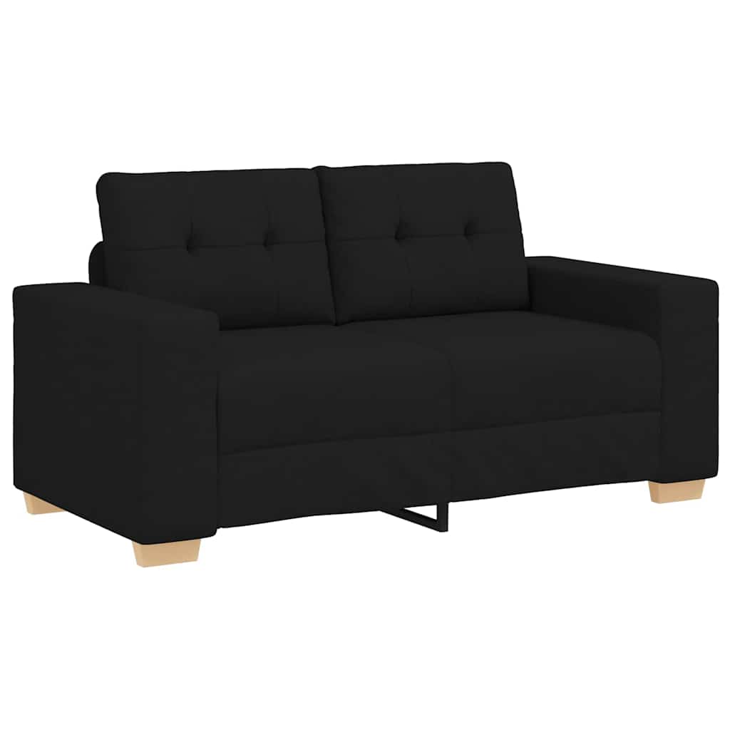 Sofa Set mit Kissen mit Kissen 3 pcs Schwarz Stoff