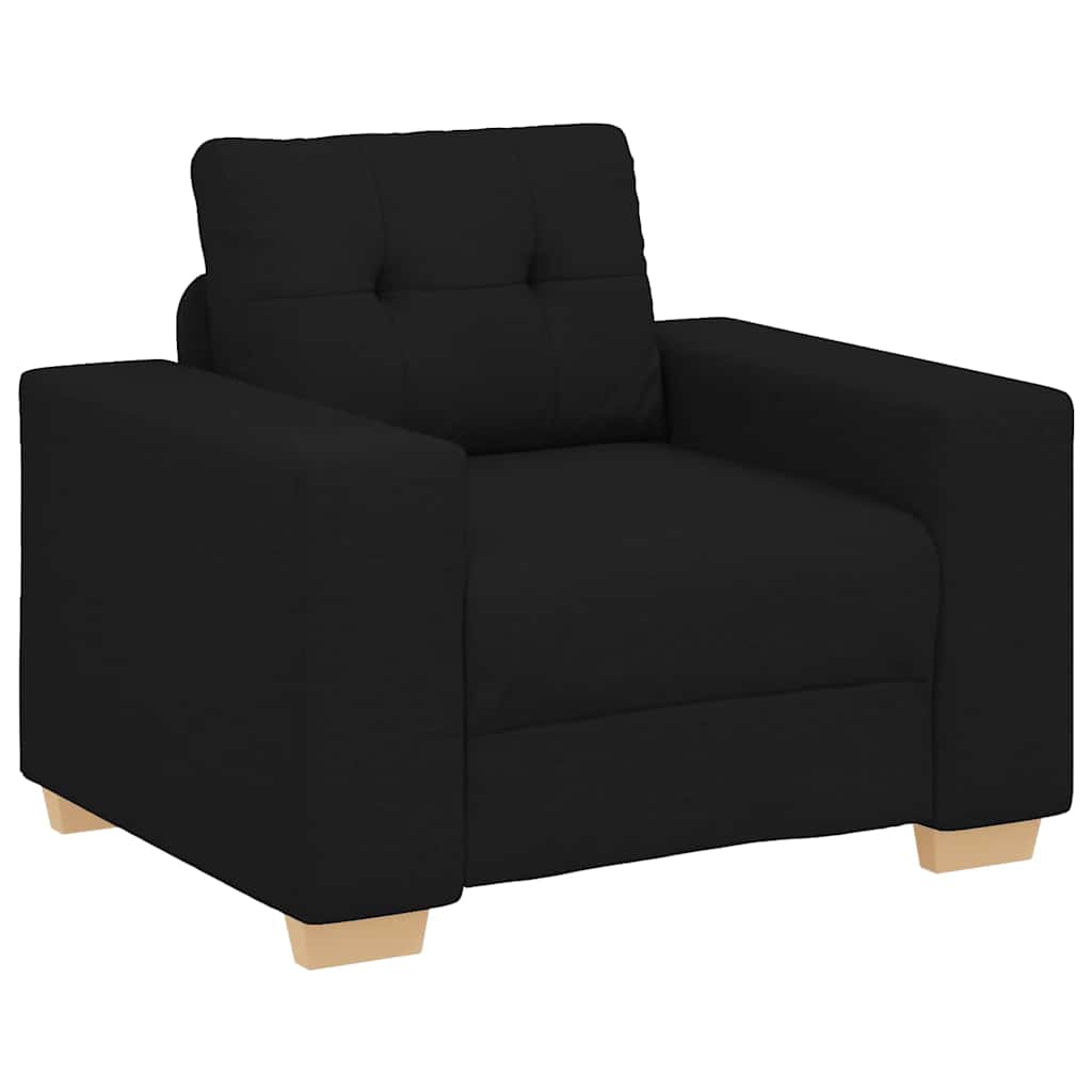 Sofa Set mit Kissen mit Kissen 3 pcs Schwarz Stoff
