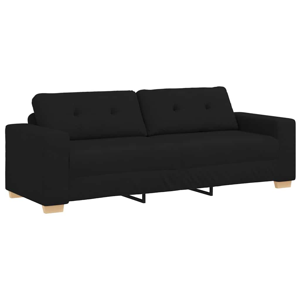 Sofa Set mit Kissen mit Kissen 3 pcs Schwarz Stoff