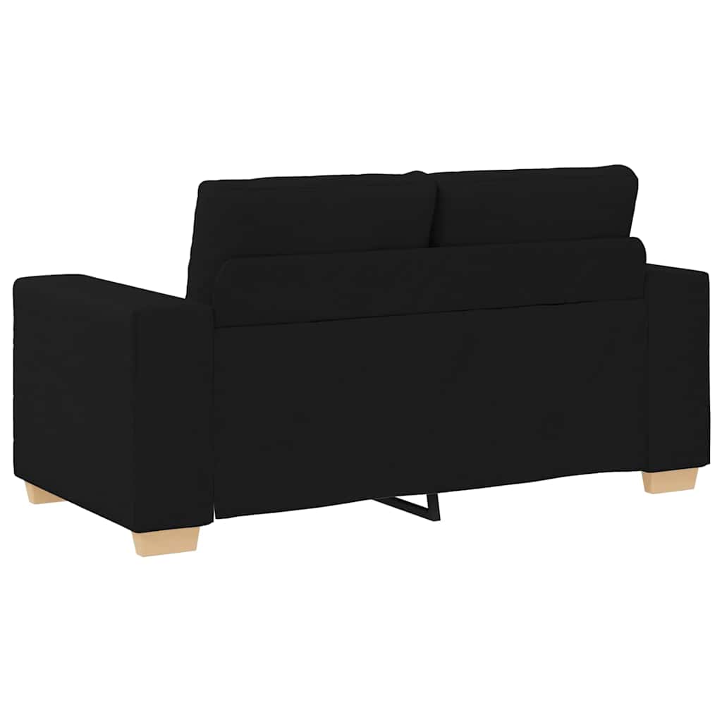 Sofa Set mit Kissen mit Kissen 3 pcs Schwarz Stoff