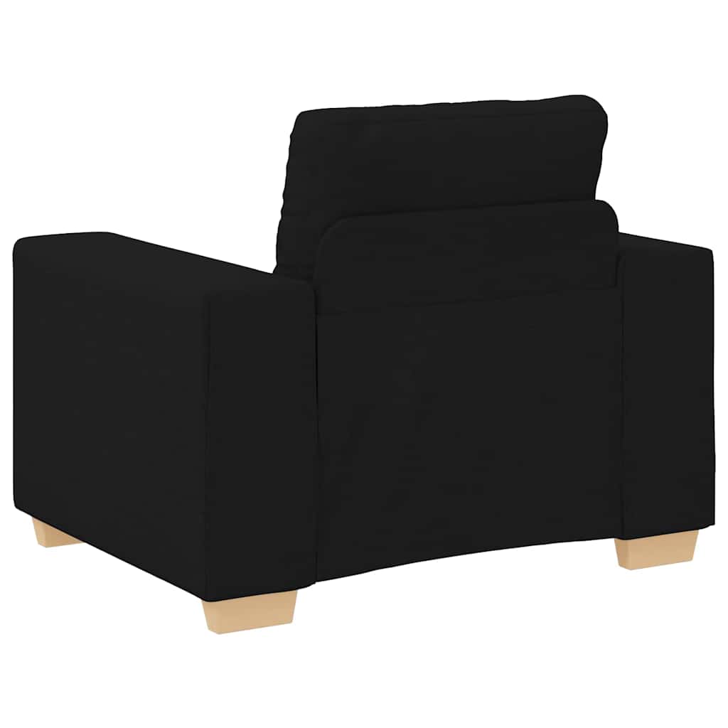 Sofa Set mit Kissen mit Kissen 3 pcs Schwarz Stoff