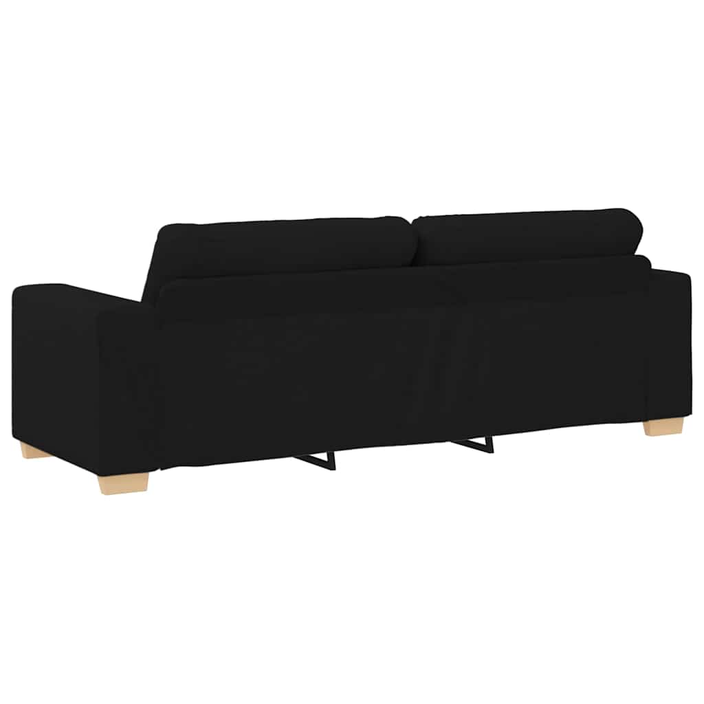 Sofa Set mit Kissen mit Kissen 3 pcs Schwarz Stoff