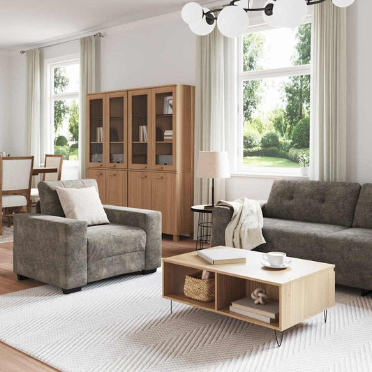 Sofa Set mit Kissen 3 pcs Grau 221 x 78 x 80 cm Kunstleder