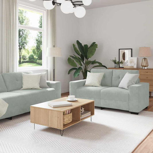Sofa Set mit Kissen 3 pcs Grau 221 x 78 x 80 cm Samt