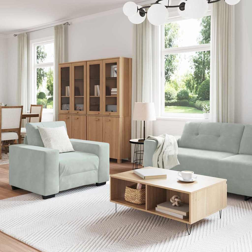 Sofa Set mit Kissen 3 pcs Grau 221 x 78 x 80 cm Samt
