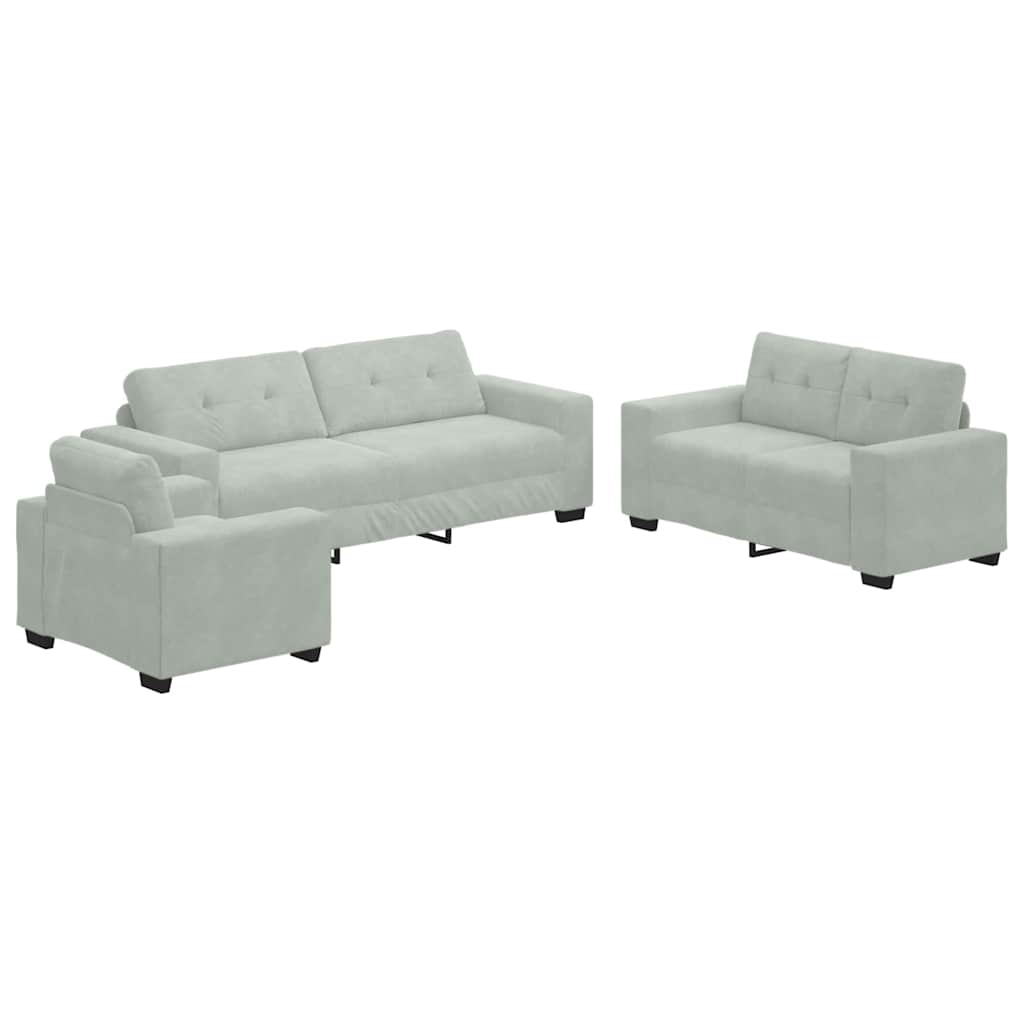 Sofa Set mit Kissen 3 pcs Grau 221 x 78 x 80 cm Samt