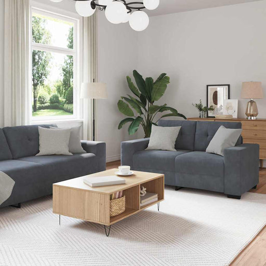 Sofa Set mit Kissen 3 pcs Grau 221 x 78 x 80 cm Samt